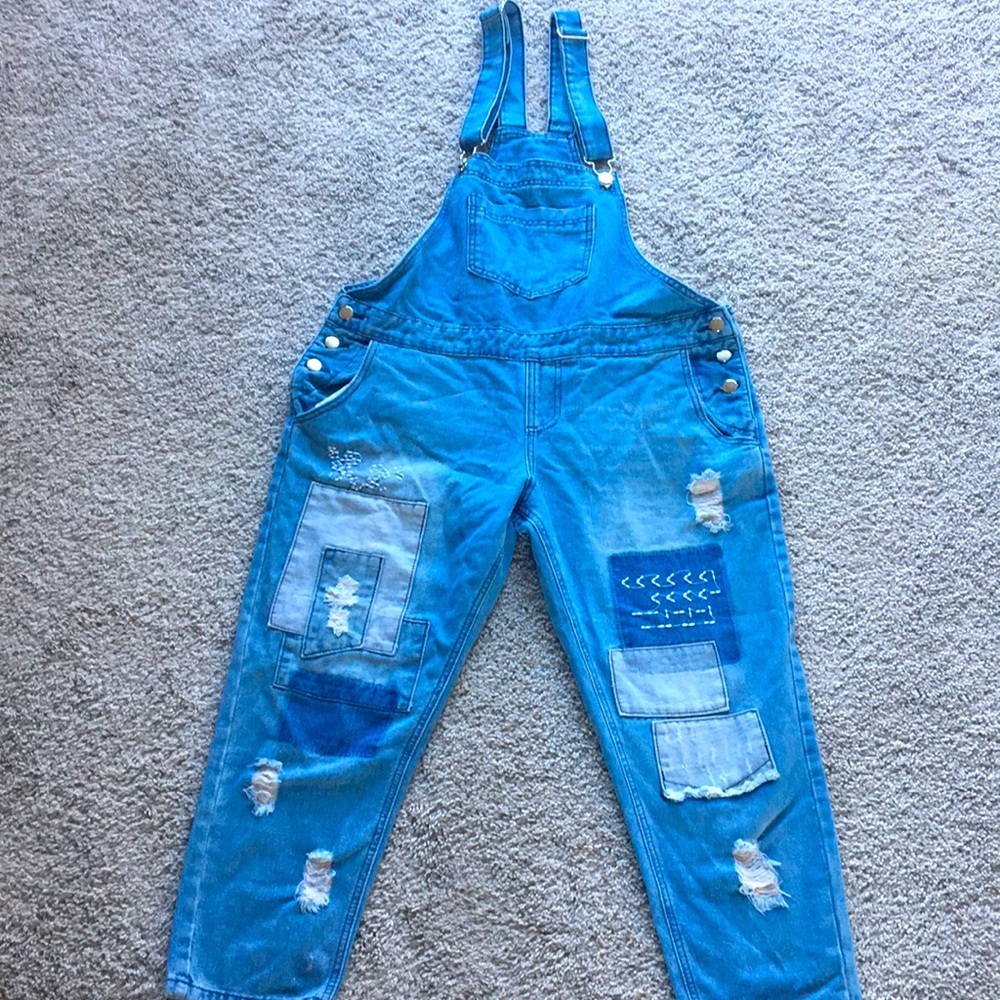 NWOT Cropped Patch Overalls